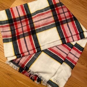 Abercrombie & Fitch White, Red, Green and Yellow Fringed Scarf